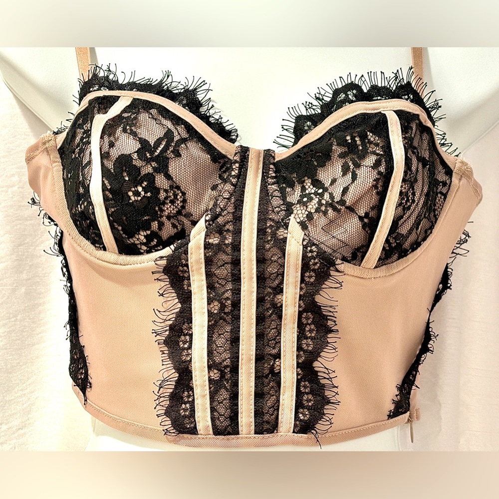 Feminine Haute Monde Bustier in Nude & Black - Picture 2 of 6